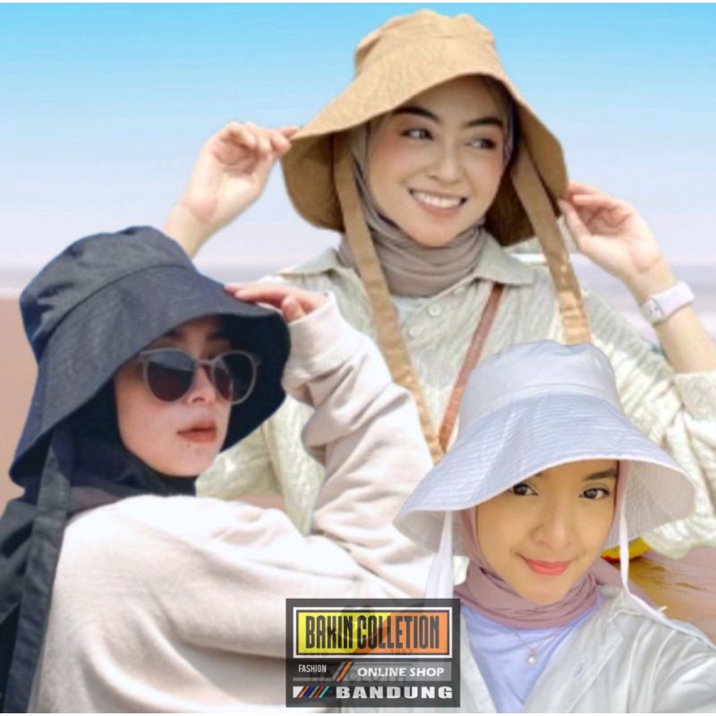Topi Bucket WIDE Tali Besar / Topi Bucket Wanita / Viral Topi Selebgram