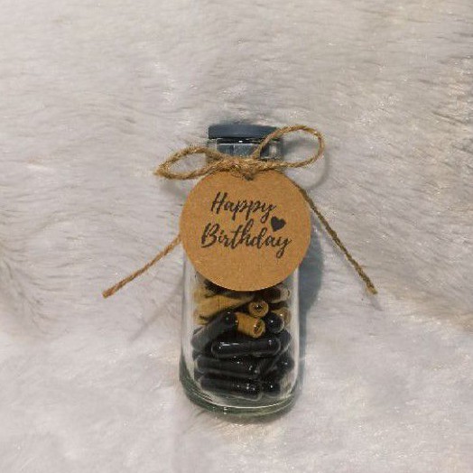 Wish in bottle Botol kaca 100ml Surat dalam kapsul 60 wish kado unik Hang Tag Happy Birthday Love-5