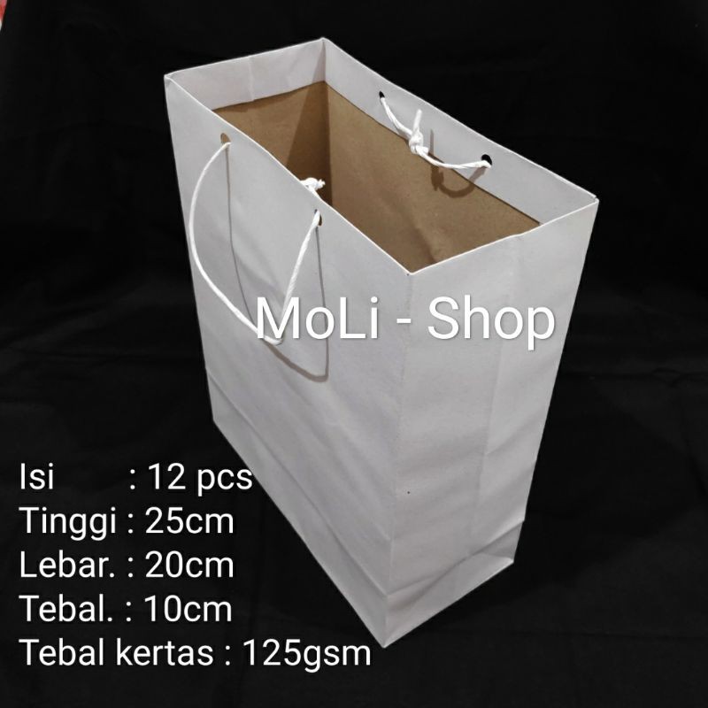 paperbag Polos Coklat/putih Uk 20x25x8 cm, Paper bag, Tas kertas, Souvernir bag