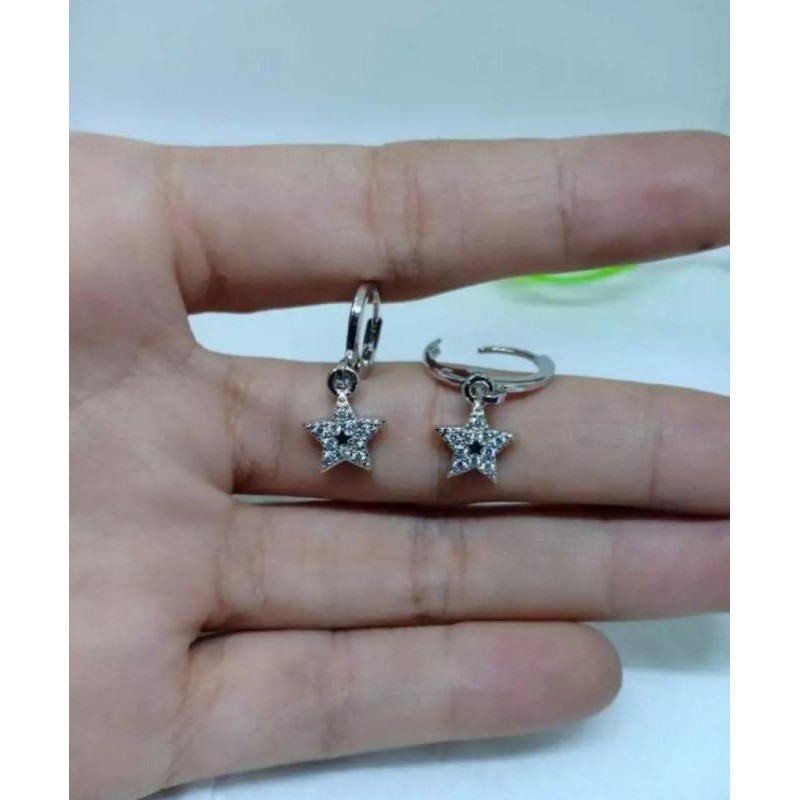 anting wanita silper titanium mata hati