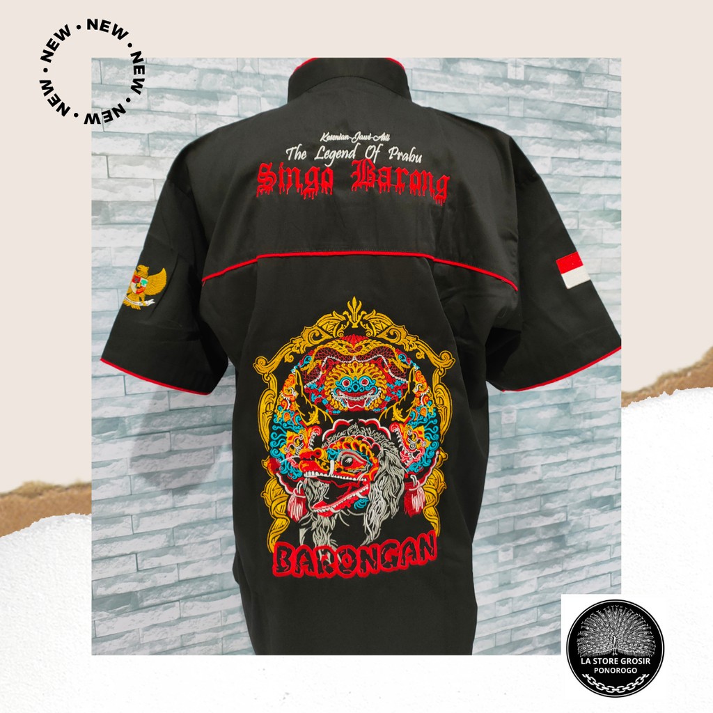[500 gram] 022 Kemeja Barongan Turkis Abu-Abu/ Kemeja Barongan Bordir Ponorogo/ Hem Reyog Bordir/ Pe