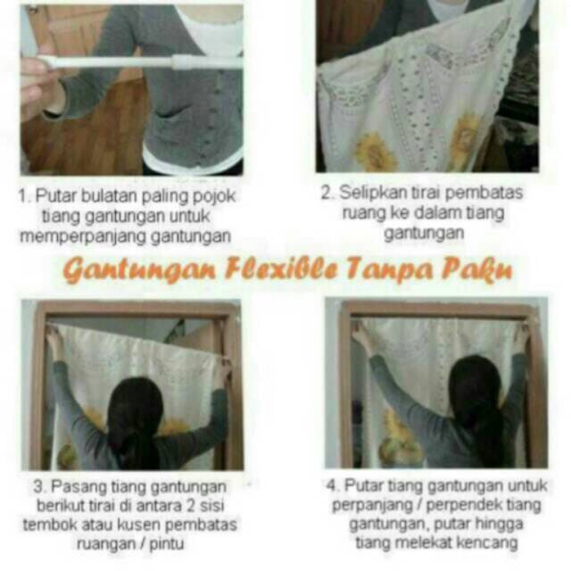 TIANG FLEKXIBEL GORDEN 185CM-350CM /TIANG TANPA PAKU/PIPA TIANG JEMURAN/TIANG HORDENG TANPA PAKU