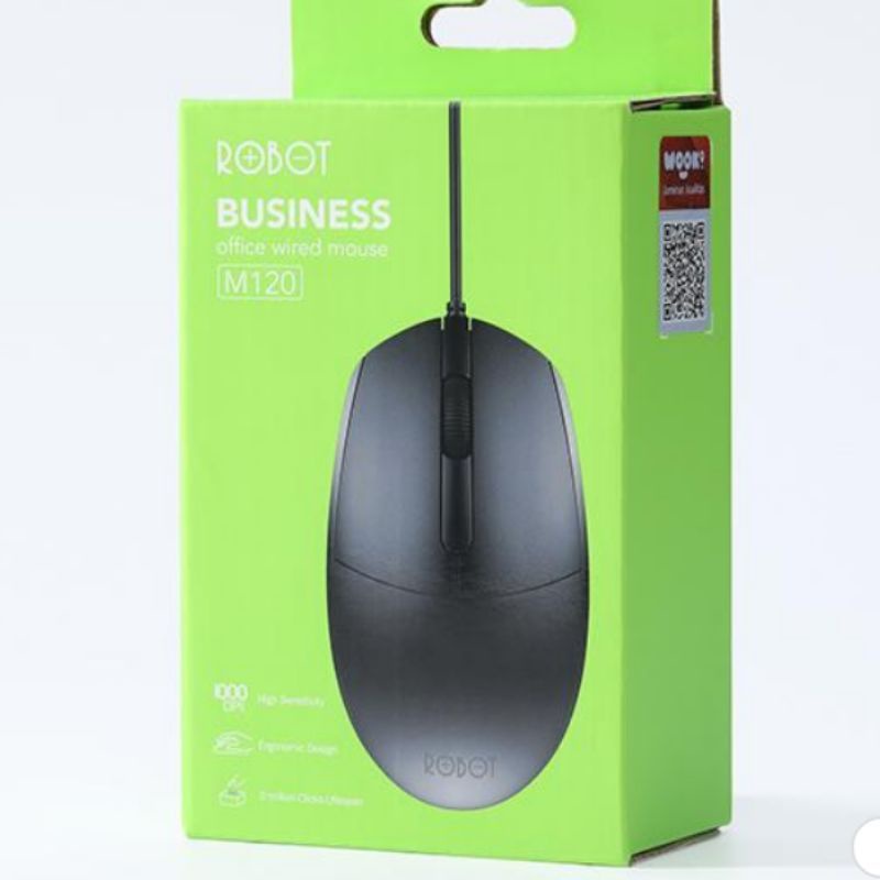 MOUSE ROBOT M120 Office Wired Mouse Black-WOOK garansi resmi original 1 tahun