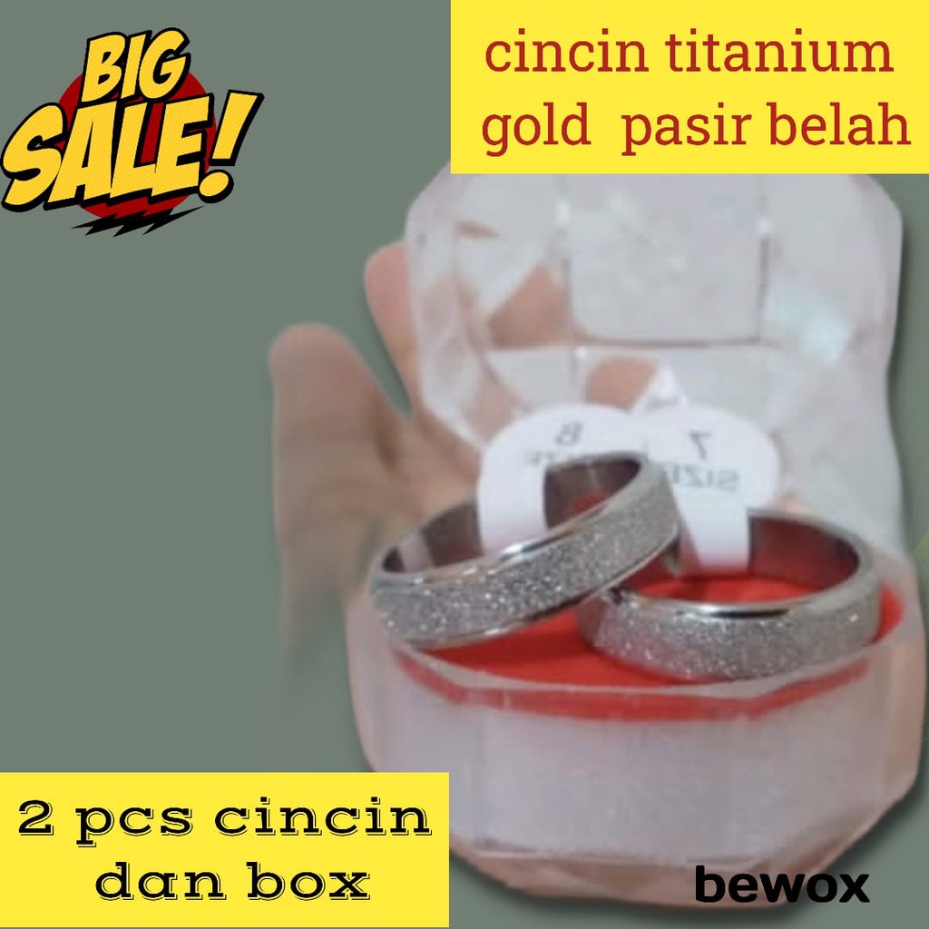 Cincin Couple Titanium ANTI KARAT SELAMANYA harga PROMO Free Box Cincin