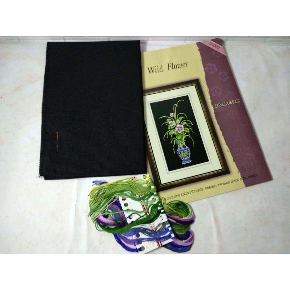 Paket DIY Craft Sulam Kristik DOME 31002 Wild Flower Vas Bunga Liar