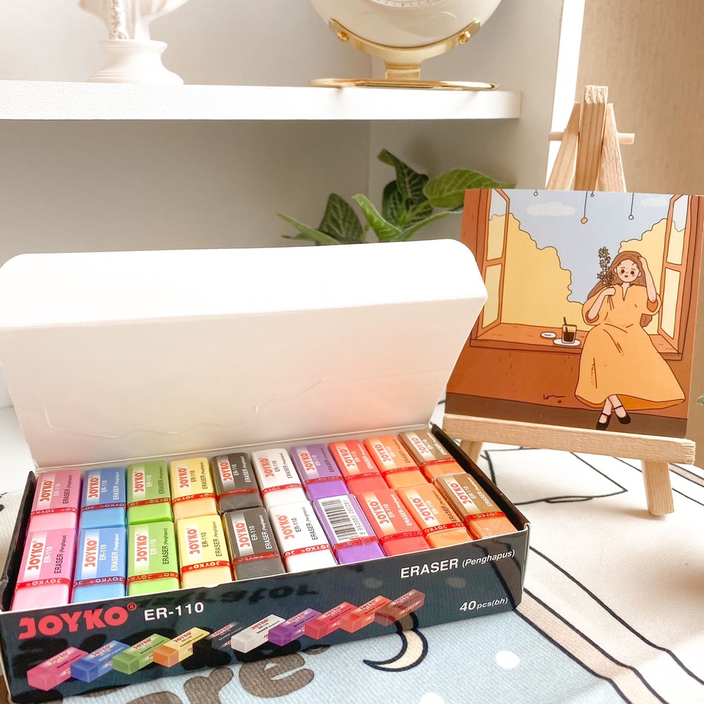 

1 BOX ISI 40 PENGHAPUS JOYKO ORIGINAL ER 110 WARNA WARNI TERMURAH READY GROSIR COD