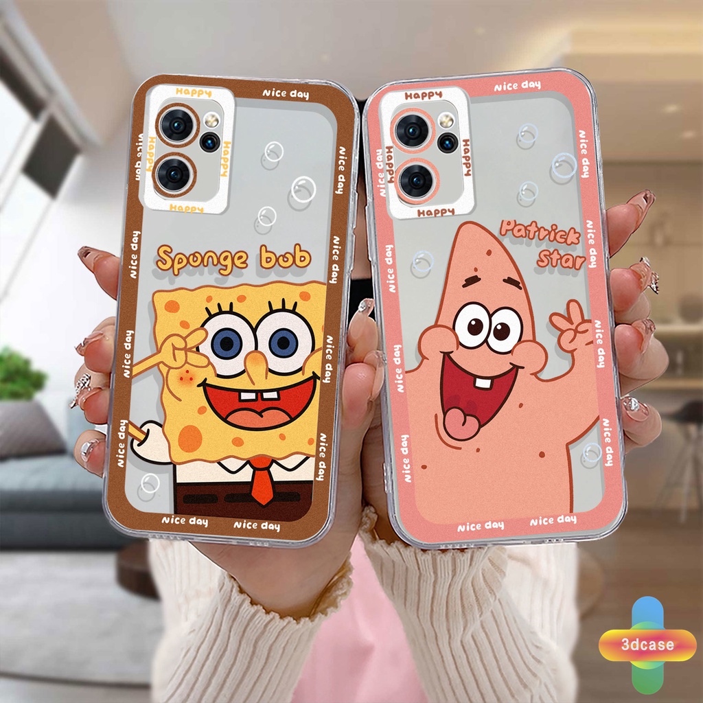 Case OPPO A57 A55 A7 A5 A9 A31 A53 A33 2020 A15 A54 A5S A3S A76 A96 A16 A95 A12 A1K A16E A16K A54S Reno 7 5 4 6 8 5F 5K 4F 4 5 06 Lite A74 A15S A52 A11K A92 A35 A11 A93 A32 A72 A94 A53S F19 F17 21 PRO A16S A77 A57S A57E Cartoon SpongeBob Transparent Case