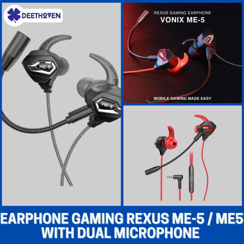 Earphone Gaming Rexus ME-5 / ME5 with Dual Microphone