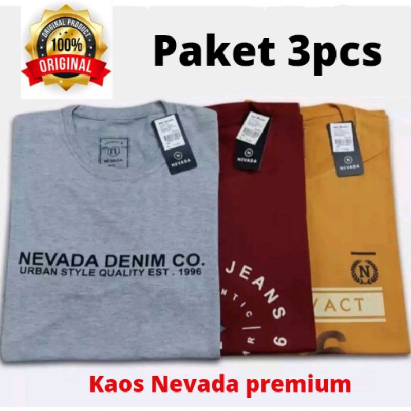 ( NEVADA) KAOS NEVADA FULL HANTAG MOTIF TERBARU 3pcs 100rb / Kaos Nevada Pria Wanita Murah/ Kaos Distro/Kaos Harian/ Kaos Polos/ Kaos Distro Murah/ Kaos 35000 /  Taos Terlaris / Kaos Cowo Original / Koas Premium(RANDOM MOTIF)