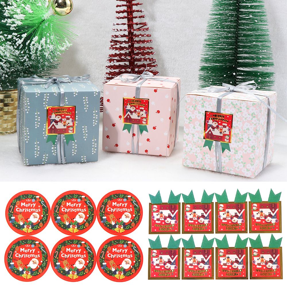 Wonderful Stiker Label Segel Kemasan Biskuit / Hadiah Motif Santa Claus Untuk Dekorasi Pesta Natal Diy