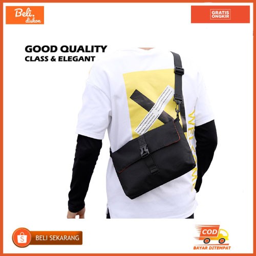 Polos Shoulderbag Kulit Waterproof Kain Anti Air O4H3 Terbaru Slingbag Multifungsi Pinggang Kekinian