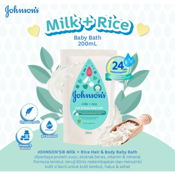 Johnson's Baby Bath Milk and Rice Sabun Mandi Cair