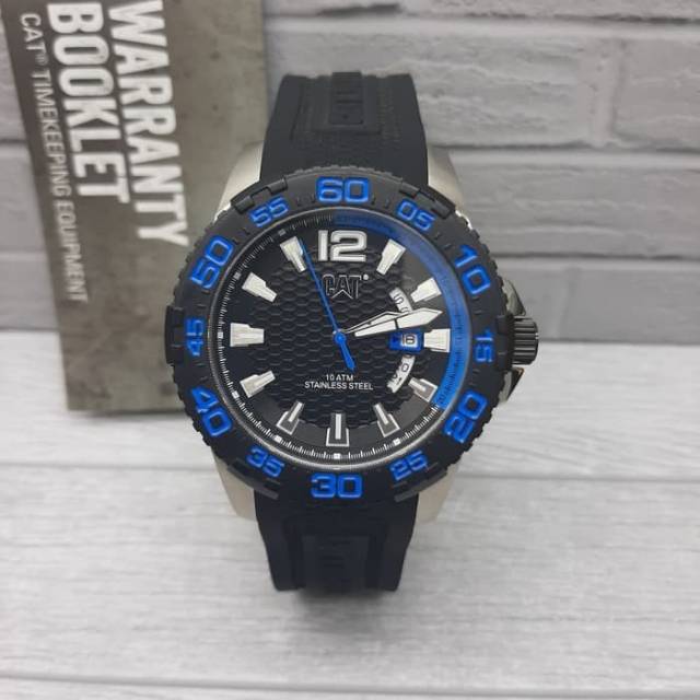 JAM TANGAN PRIA CATERPILLAR PW.141.21.126 RUBBER ORIGINAL ( BLACK BLUE )