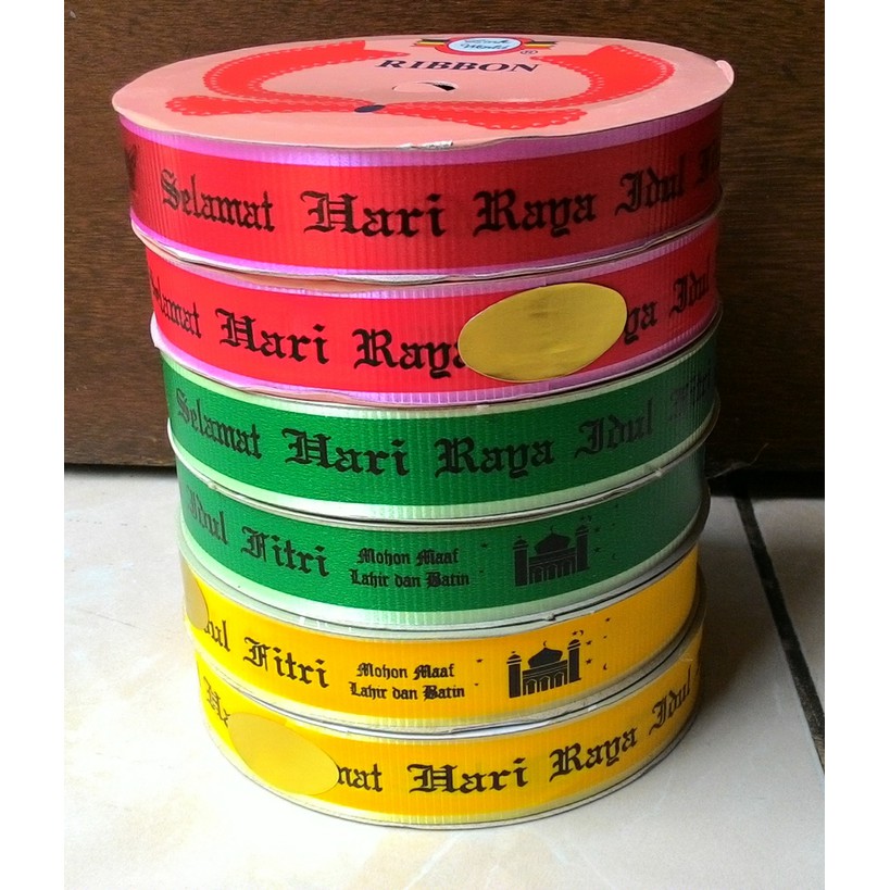 

Pita roll lebaran SELAMAT IDUL FITRI warna merah doff - Merah