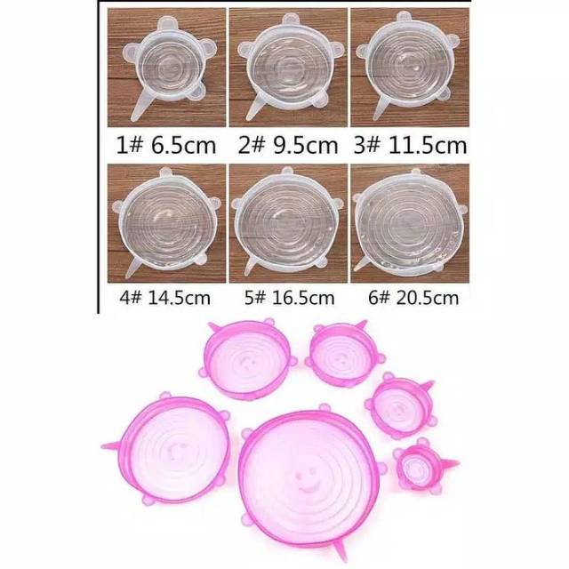 (NCS) COD 1 Set 6 pcs Sealer Penutup Tutup Cover Mangkuk Wadah Makanan Gelas Piring Buah Silicone Silikon