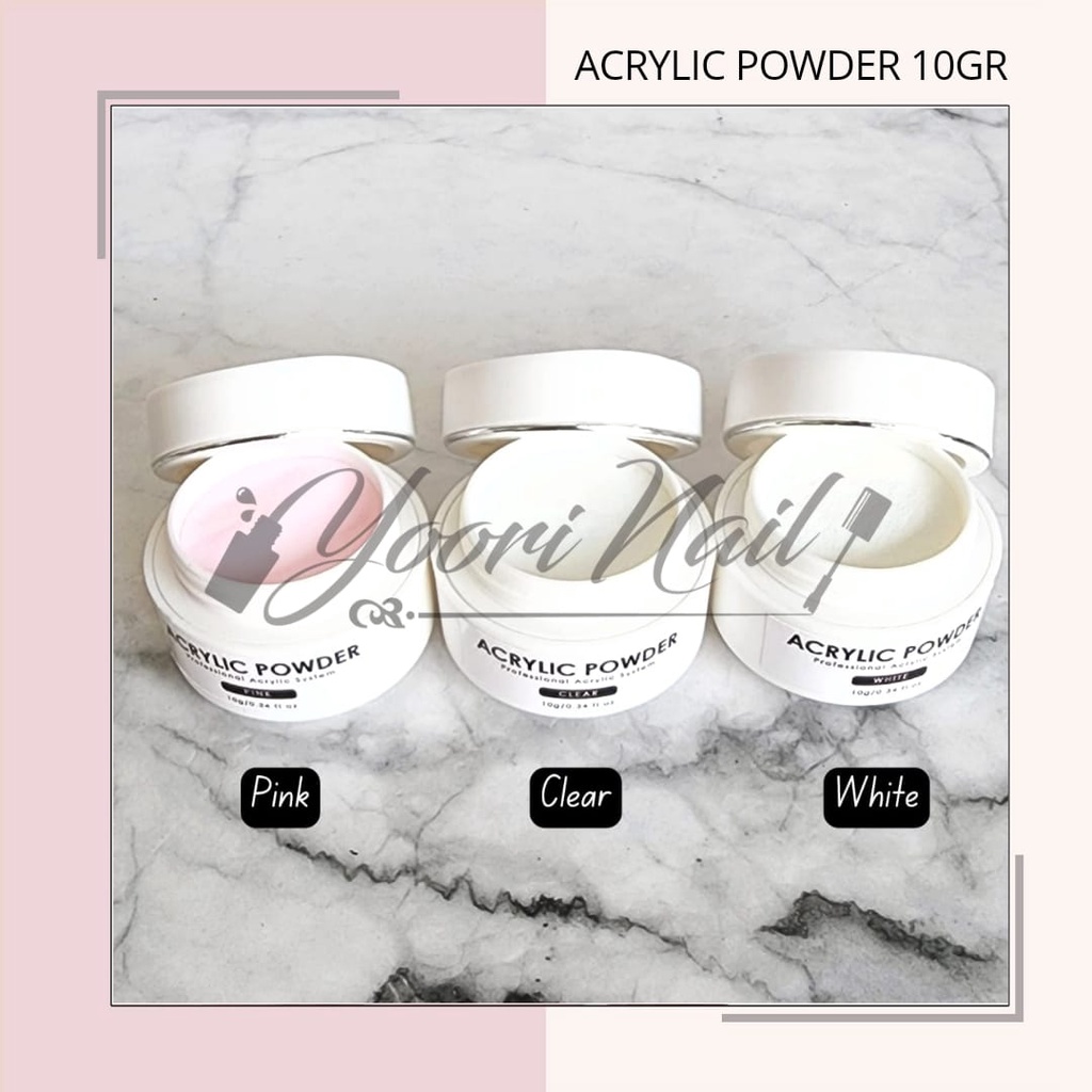 Acrylic powder EZFLOW 10gr acrylic powder white putih pink clear nail art 3D 4D bubuk akrilik