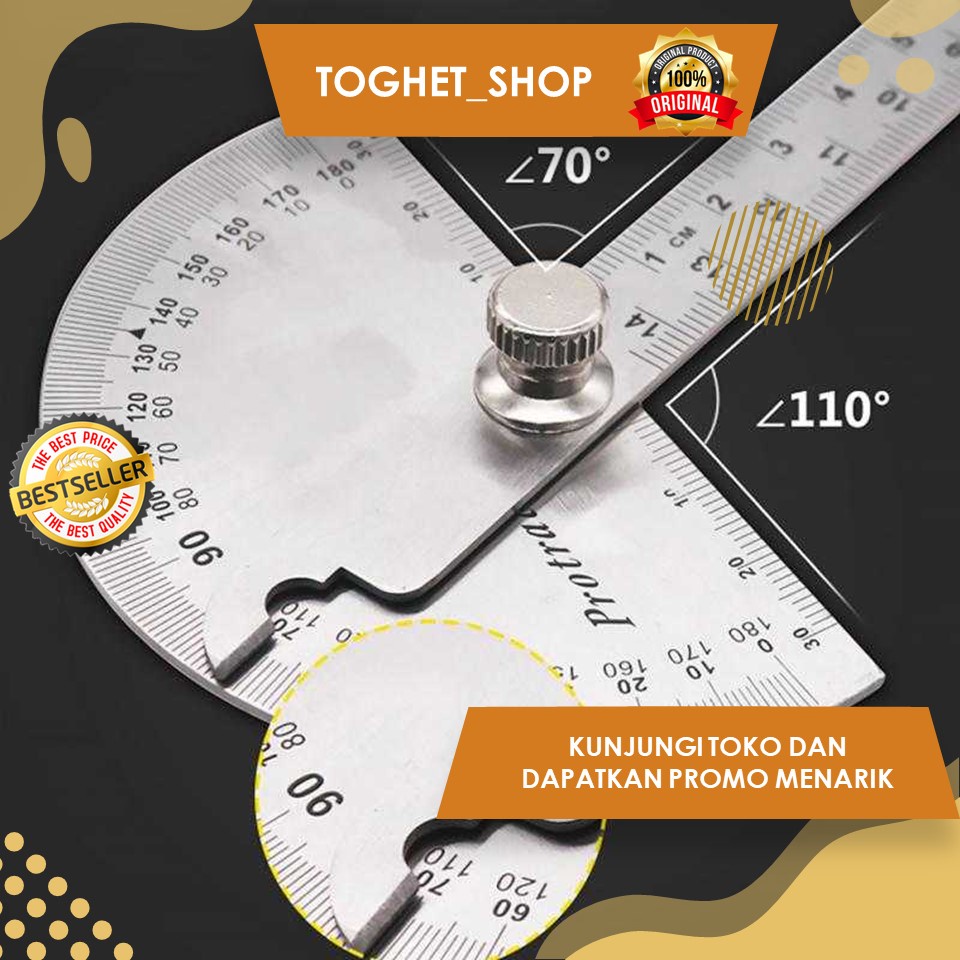 

Penggaris Jangka Ruler 14.5cm 180 Derajat Stainless Penggaris Multifungsi Tukang Pelajar Protractor