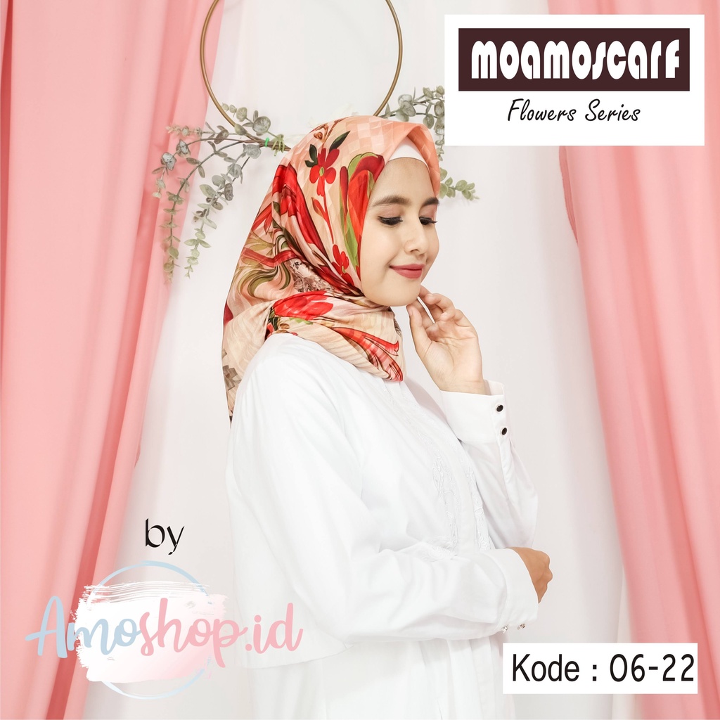 Hijab Segi Empat Jilbab Kerudung Motif Murah Voal Lasercut Scarf Flower Series