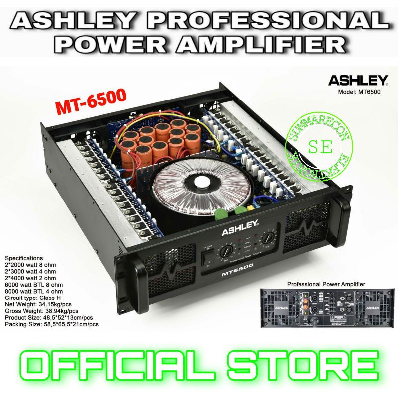 power amplifier 2 channel original ashley mt6500 power amplifier ashley