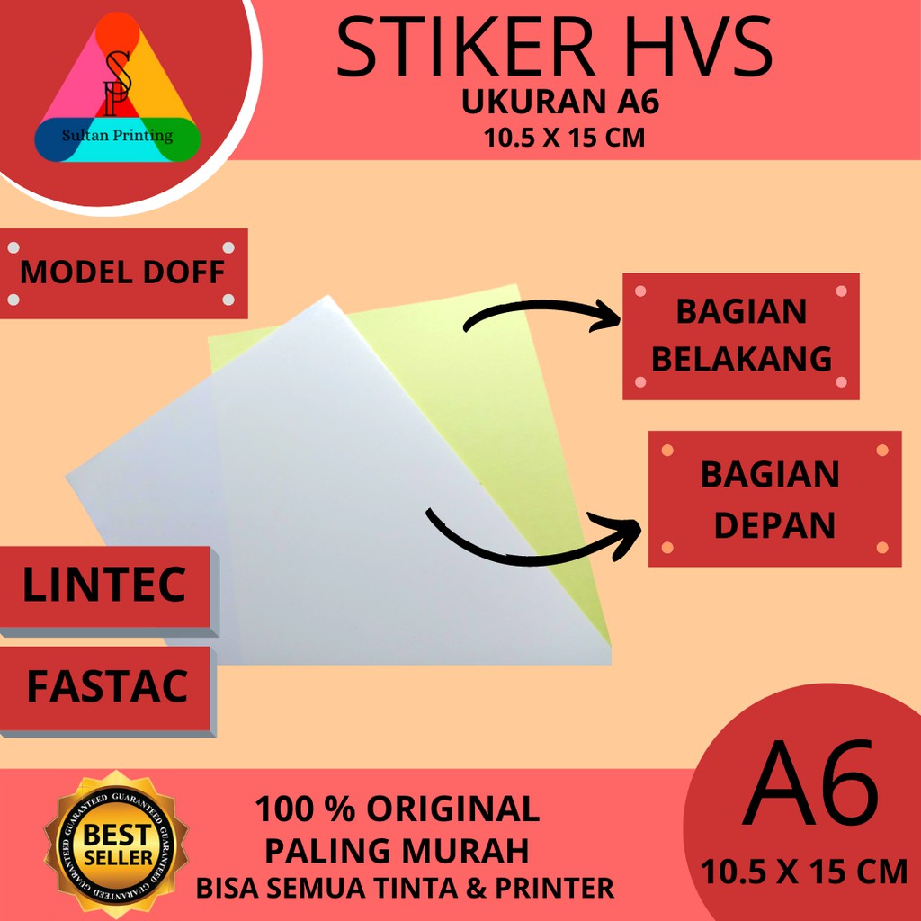 Deskripsi Kertas Stiker HVS A6 / Printable Sticker (bisa di Print &amp; Tulis)