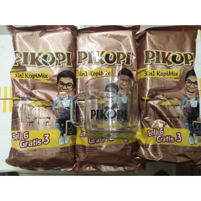 Pikopi mocachino & kopimix 3 in 1 beli 3 pack free 1 gelas cantik