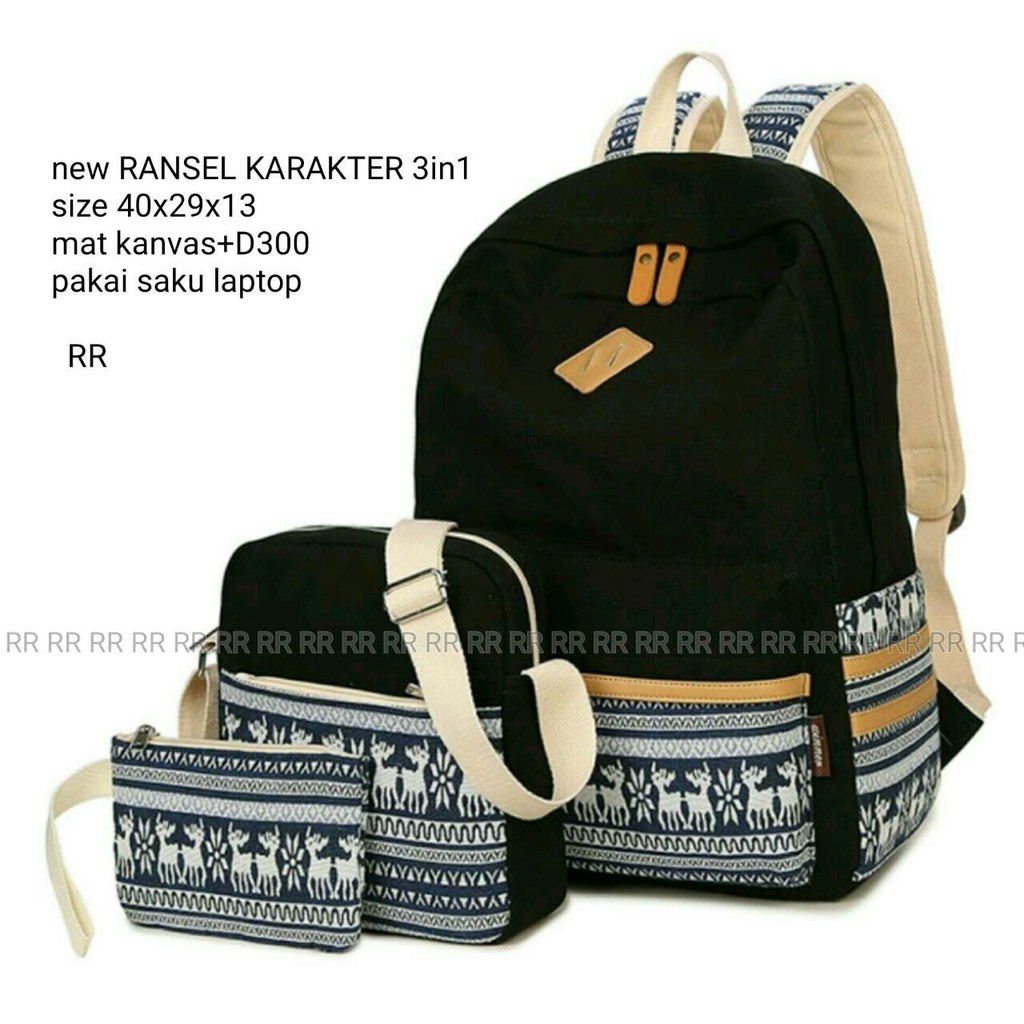 Tas Sekolah Anak Sekolah Paket 3in1 Motif Kijang Kanvas Tas Sekolah Anak Sekolah Paket 3in1 Motif Kijang Kanvas