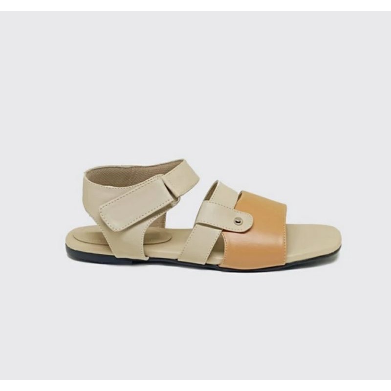 Sandal GUNUNG Wanita Oversize 41~45 Sendal Flat Cewek Dewasa Ukuran KremTane Sandak Kaki JUMBO Gemuk