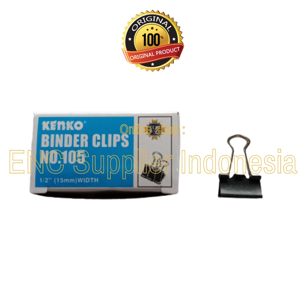 

12 buah KENKO Binder clips no. 105 paper klip penjepit kertas clip no.105 1/2 inch 15 mm per pak - enc.sup