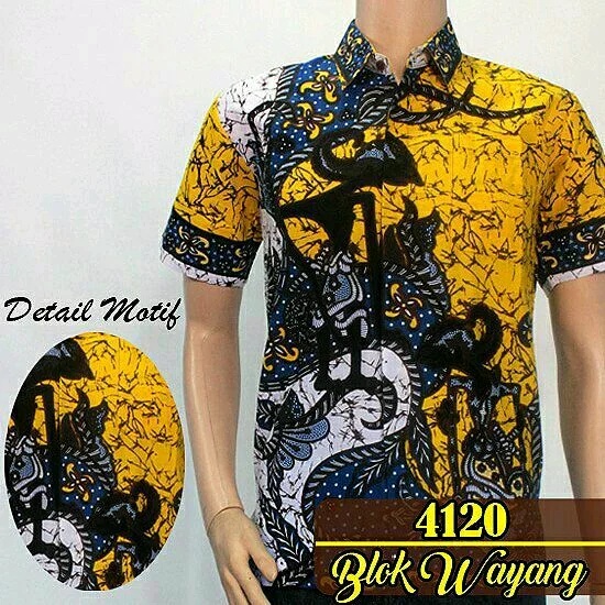 KEMEJA BATIK MOTIF WAYANG PANDAWA KUNING