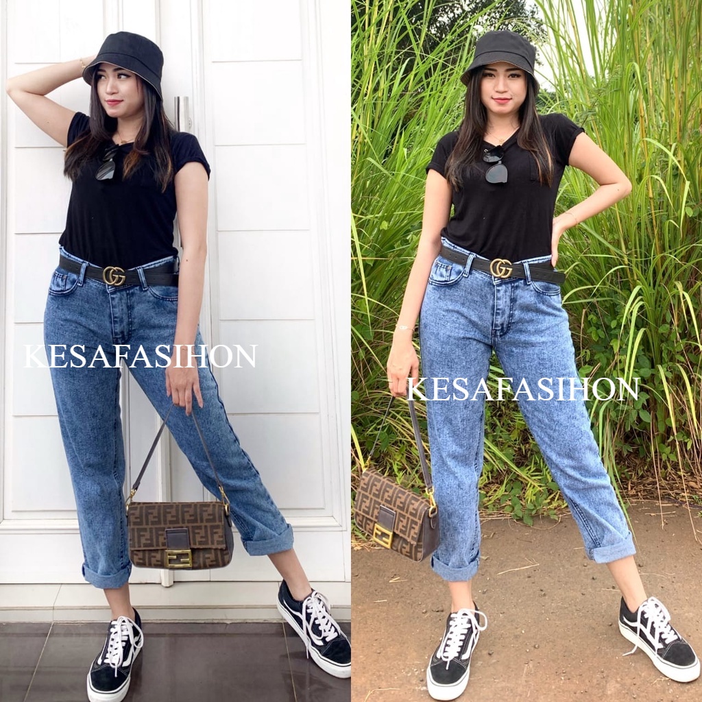 HARGA PROMO!! CELANA BOYFRIEND SNOW BLUE / BLACK ACID CEWEK WANITA CELANA HIGHWAIST SNOW WANITA CEWEK BISA COD BOYFRIEND JEANS WANITA KEKINIAN CELANA JEANS WANITA