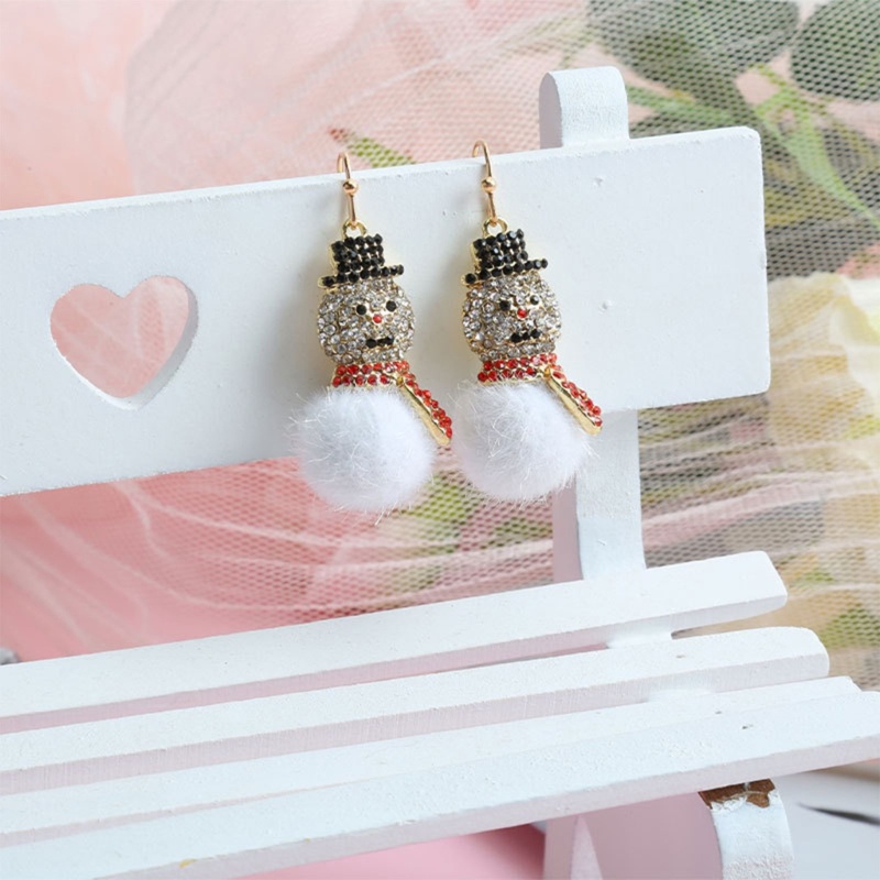 Anting Menjuntai Desain Snowman Untuk Hadiah Natal