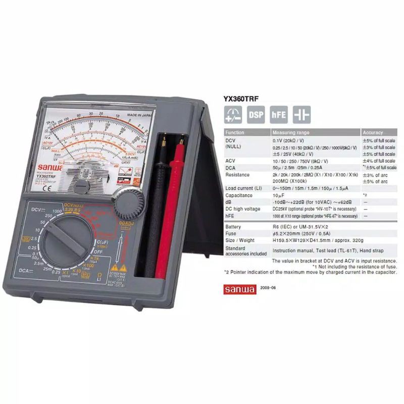 Multitester Multimeter Avometer SANWA YX360TRF ( Original )