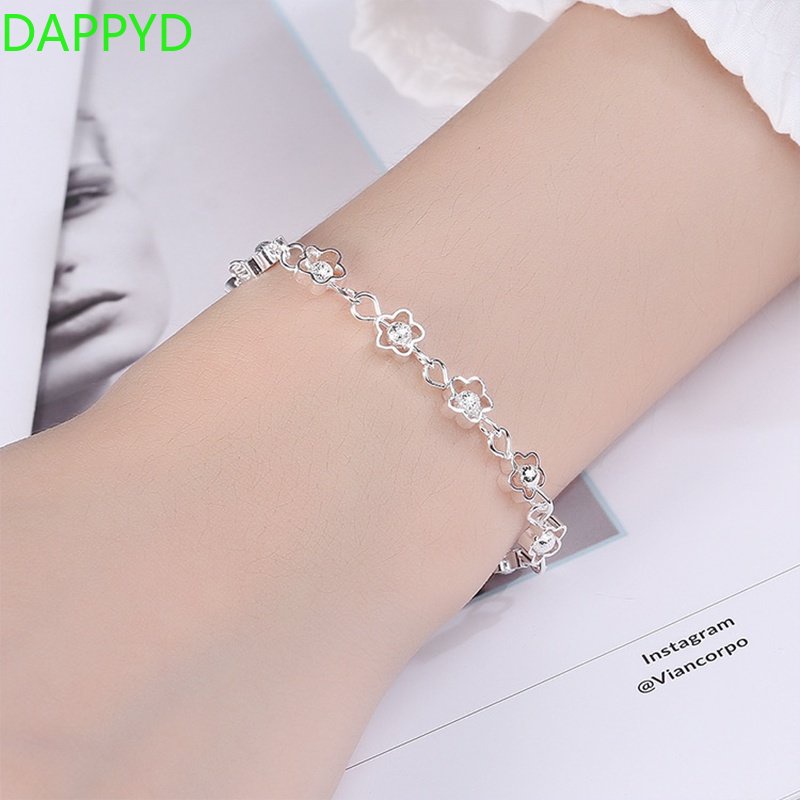 925 Perak Gelang Wanita Berbentuk Hati Rantai Gelang Bunga Bintang Liontin Korea Fashion Hadiah Ulan