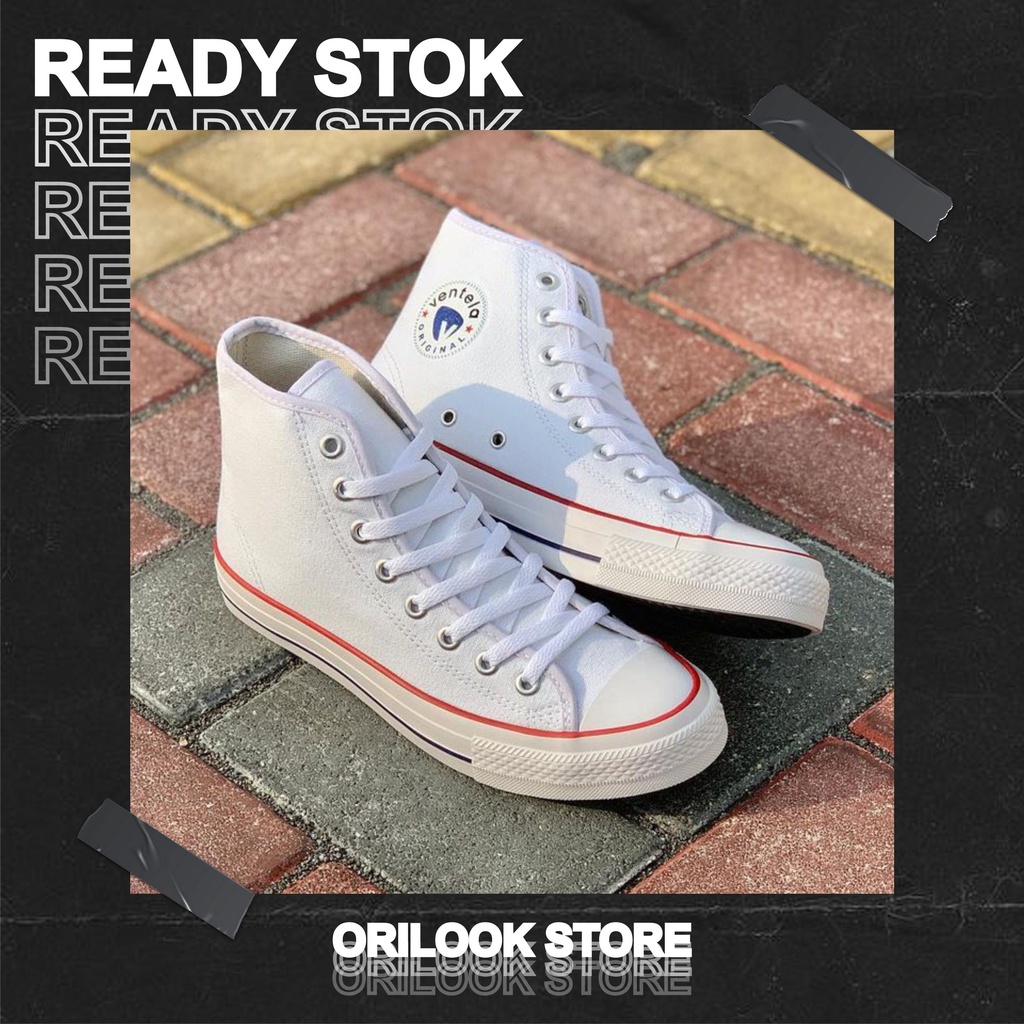 SEPATU VENTELA ETHNIC HIGH FULL WHITE - Sepatu Sneakers Canvas Pria/Wanita Ventela Original
