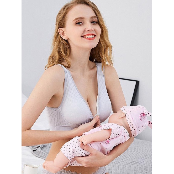 Bisa Cod - Eve Maternity Bra Menyusui Miniset Button Kancing Depan Bh164 - Abu-Abu, Xxl Kode 523