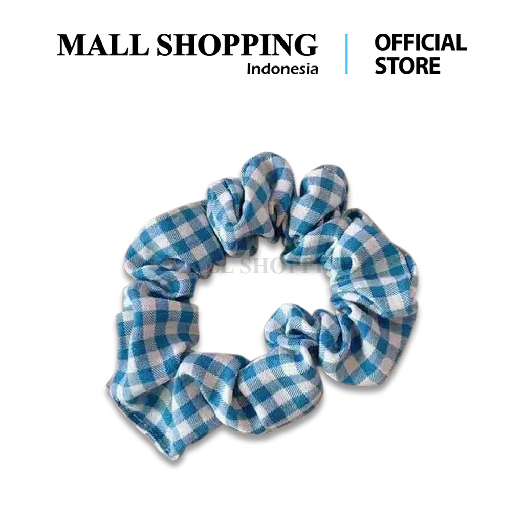 (COD) Ikat Rambut 1PCS Motif Garis Kotak Scrunchie Karet Rambut Korea ❤️❤️MALLSHOPPING❤️❤️