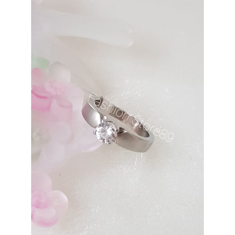 impor cincin nikah tunangan fashion cewek cowok halal titanium white antikarat silver dove kombinaso