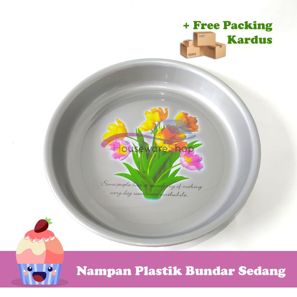 Tempat Saji / Baki Bulat / Nampan Plastik Bundar Sedang Silver