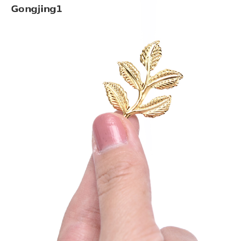 Gongjing1 30pcs / set Konektor Bentuk Daun Bahan Metal Untuk Membuat Perhiasan DIY