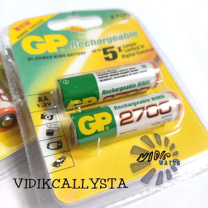 ASLI batu Battery baterai A2 AA GP 2700 isi ulang Rechargeable