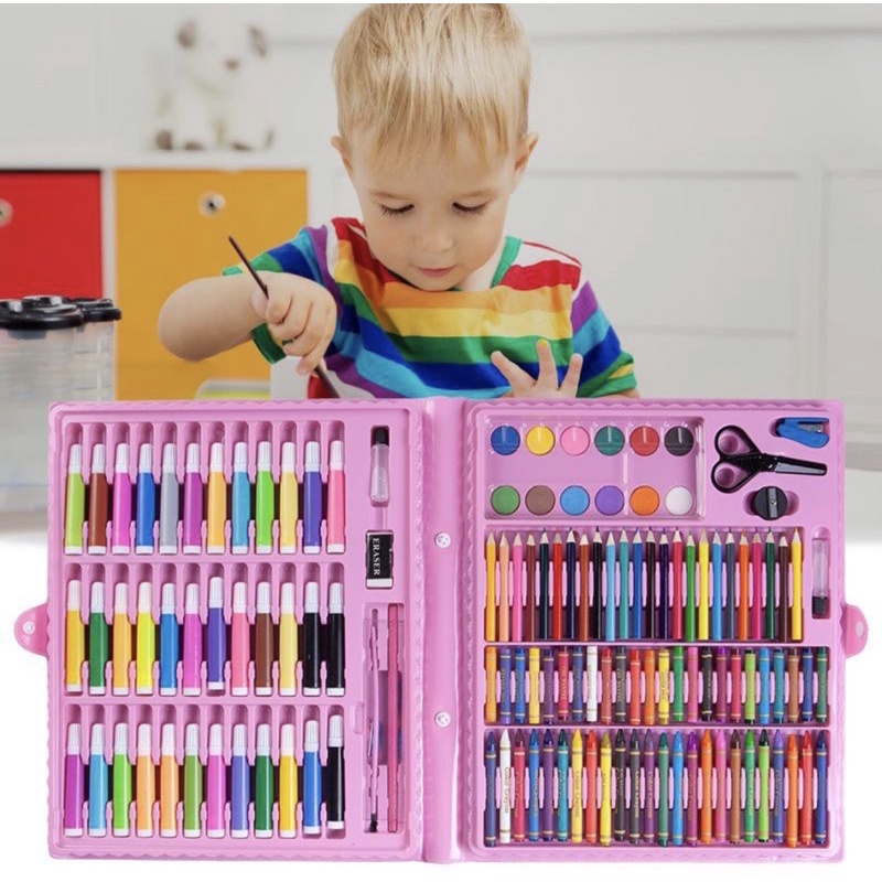 

[ASJ] Krayon Anak Set Koper 150 in 1 Crayon Full Alat Melukis Mewarnai Set KIDS LAND