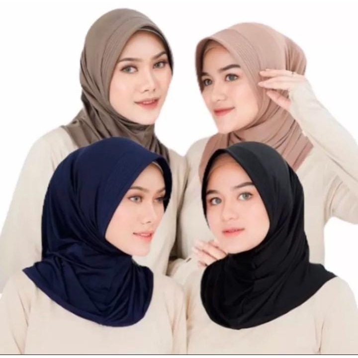 Hijab Sporty Instan Bahan Jersey | Kerudung Sekolah Instan Polos Spandek Olahraga | Jilbab Bergo Sport Instant Jersey High Quality Murah