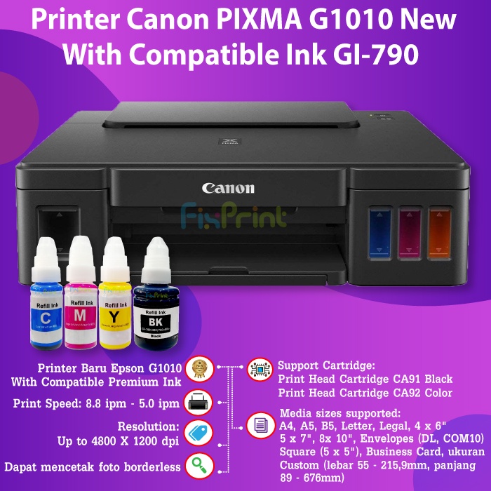 Jual Printer Inkjet Canon Pixma G1010 G1020 Inktank System New Original Resmi Penerus G1000 0349