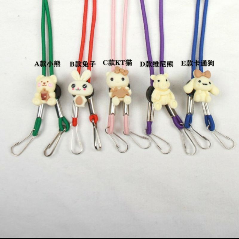 Tali Masker Anak Elastis Hijab Konektor 2 in 1 Import Strap Kalung Hello Kitty Pooh Bear Rabbit Lucu
