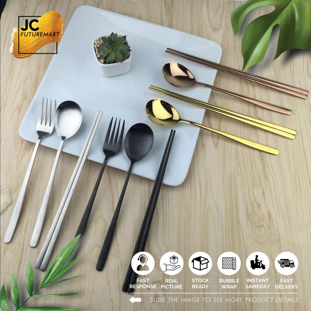 PAKET SENDOK GARPU SUMPIT STAINLESS STEEL SET STYLE KOREA - SUJEO