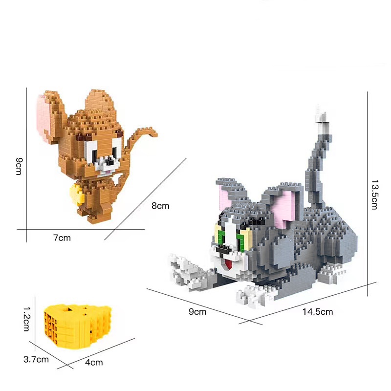 Tom and Jerry Mainan Balok Edukasi Karakter Kartun Mainan Balok DIY 3D Puzzle Brick Mini