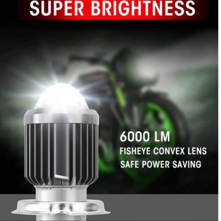 Lampu LED  Motor Mobil H4  D2 2 Warna Putih Kuning AC DC  Vixion Ninja R15 Pulsar 7X7