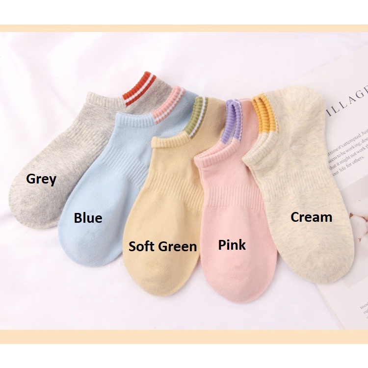 BEST SELLER!! Kaos Kaki Warna Pendek Wanita Korea Soft Color Cotton Sock