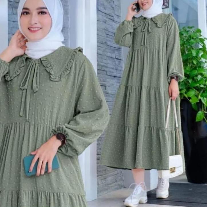 Tidak Diragukan.. ZULFA MIDI DRESS / DRESS WANITA / MIDI DRESS CRINKLE URAGIRI / MIDI DRESS DOTY  DR