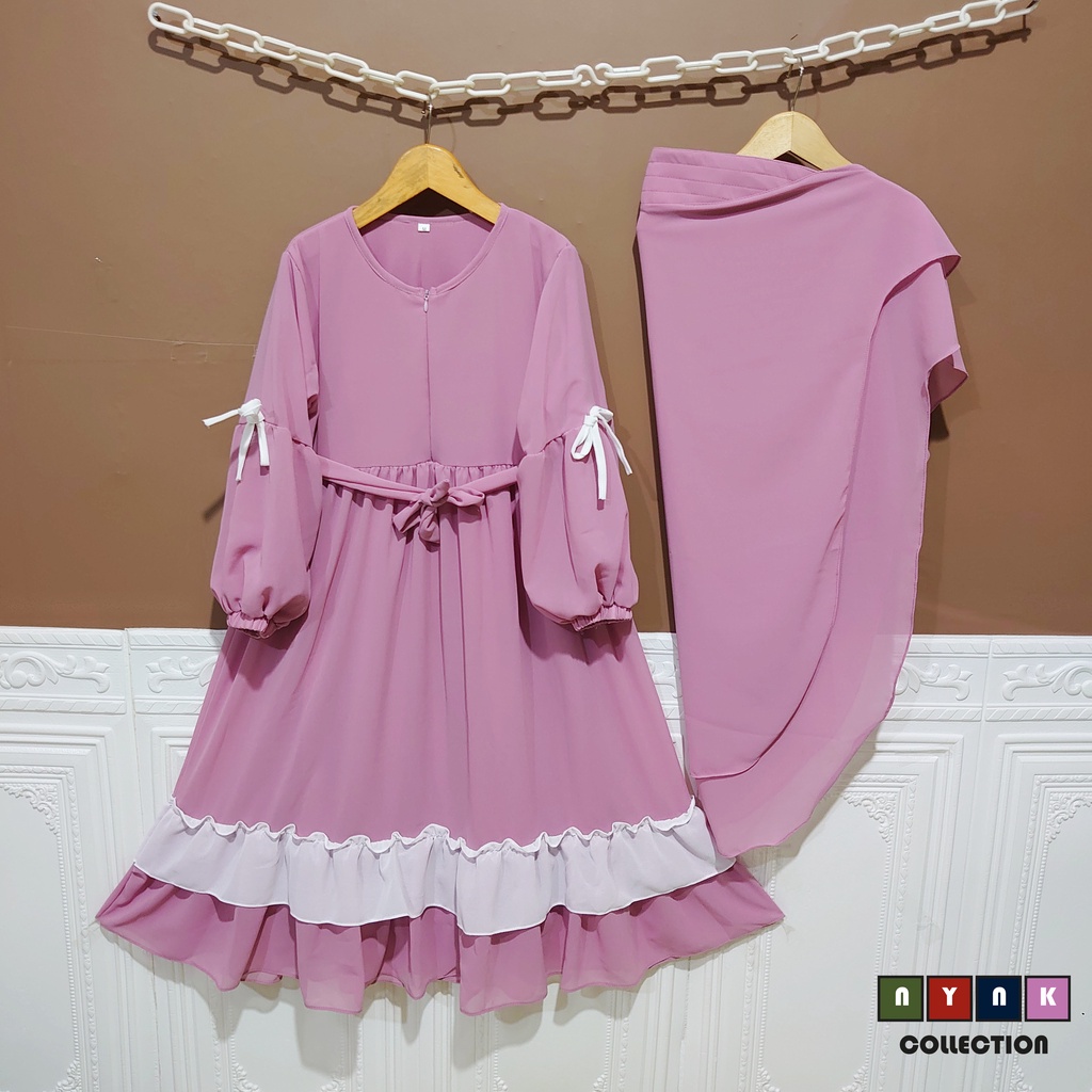 Gamis Ceruti Kombinasi Varian Tali Tangan